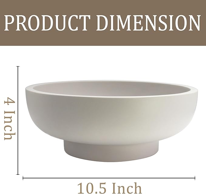 LIN CHUAN Large Decorative Bowl, Fruit Bowl for Kitchen Counter, Modern Resin Bowl for Home Decor, Key Holder for Entry Table, Grey