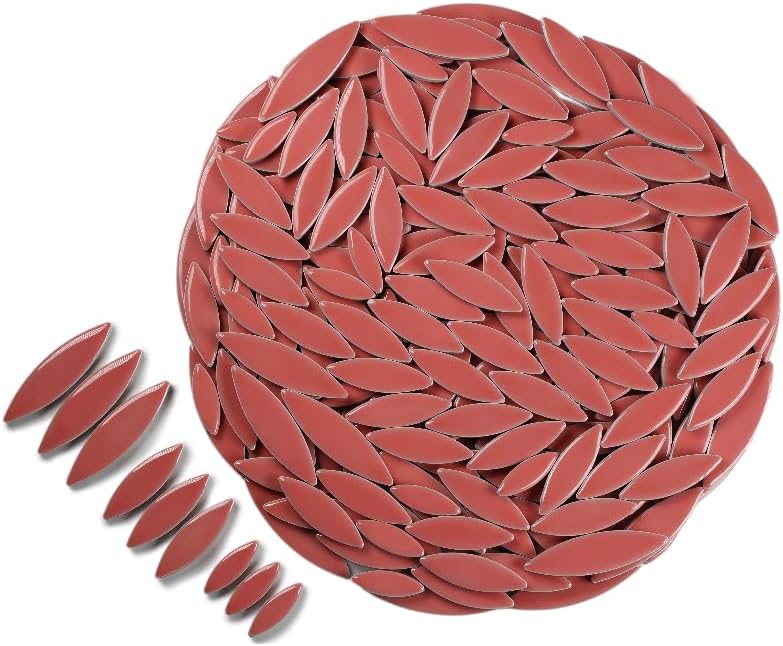 VerzTile Mosaic Tiles for Crafts - Petal Shaped Ceramic Tile Craft Hobbies & Art Projects 39 Color Options Endless Creativity DIY Design (Pink)