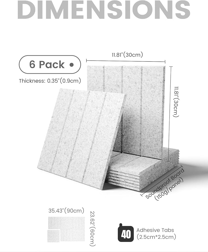 Fluxynara Large Felt Bulletin Board 48" x 36" Cork Board Alternative - 6 Pack with 40 Safe Removable Adhesive Tabs, Cork Boards for Walls for Home Office Classroom Pin Board-Light Gray