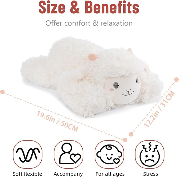 Niuniu Daddy 20" | 3.3 Pound Sheep Weighted Stuffed Animals, Large White Goat Pillowfort Stuffed Lap Animal Toys for Kids Adults, Big Plush Body Pillow for Presents Birthday Christmas Holiday