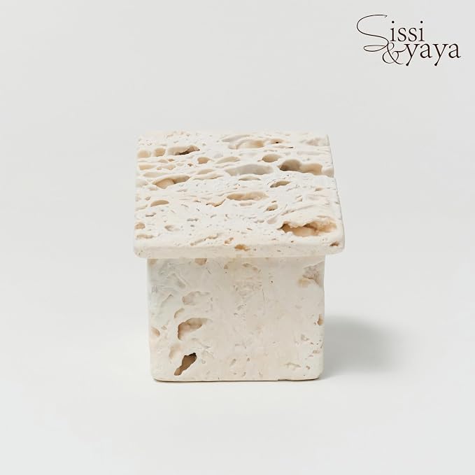 Sissi & yaya Marble Mood Light, 3-Color Dimmable LED Night Light, Travertine Bedside Ambiance Lamp for Home Decor & Gift