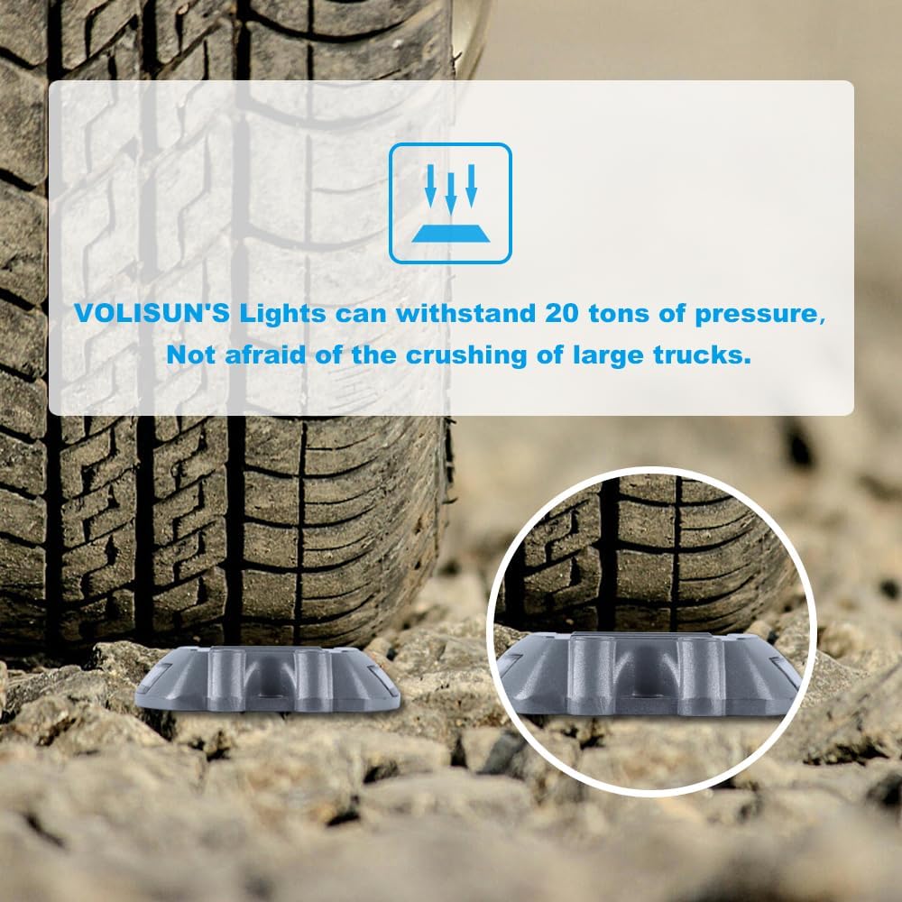 VOLISUN Solar Deck Lights, 16-Pack Led IP67 Waterproof Outdoor Warning Step Lights for Driveway, Sidewalk, Garden Pathway, Yard (Warm White)