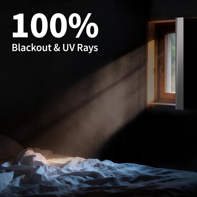 BKSAI 100% Blackout Window Cover, Portable Magnetic Black Out Curtains for Window, Black Out Shades No Drill Cuttable Blackout Blinds for Bedroom, RV, Nursery, Media Room, 79x57 inch