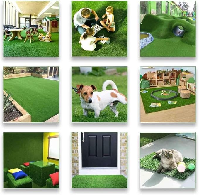Petgrow Artificial Grass Turf 13FTX50FT- Realistic & Thick Synthetic Fake Grass Mat for Outdoor Garden Landscape Pet Dog Grass Rug Faux Turf