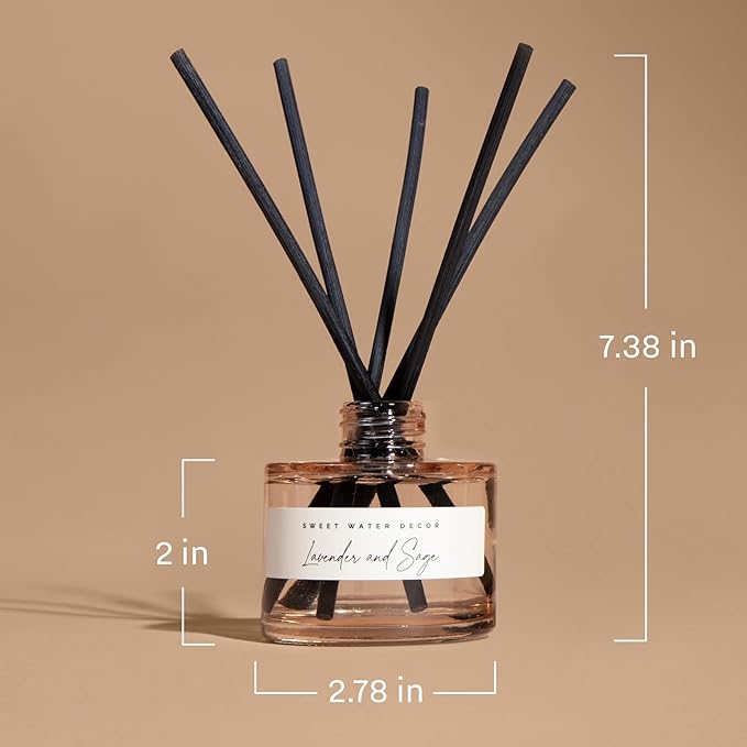 Sweet Water Decor Spa Day Reed Diffuser – Room Decor Aesthetic with Long-Lasting Premium Fragrance of Sea Salt, Jasmine, Wood and Cream for 4 Months – Ideal for Aromatherapy and Home Decor