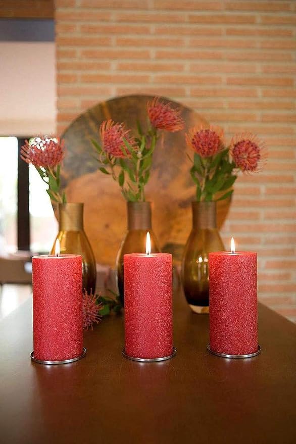 Root Candles Unscented Candles Premium Beeswax Blend Pillar Candle, 3 x 6-Inches, Red