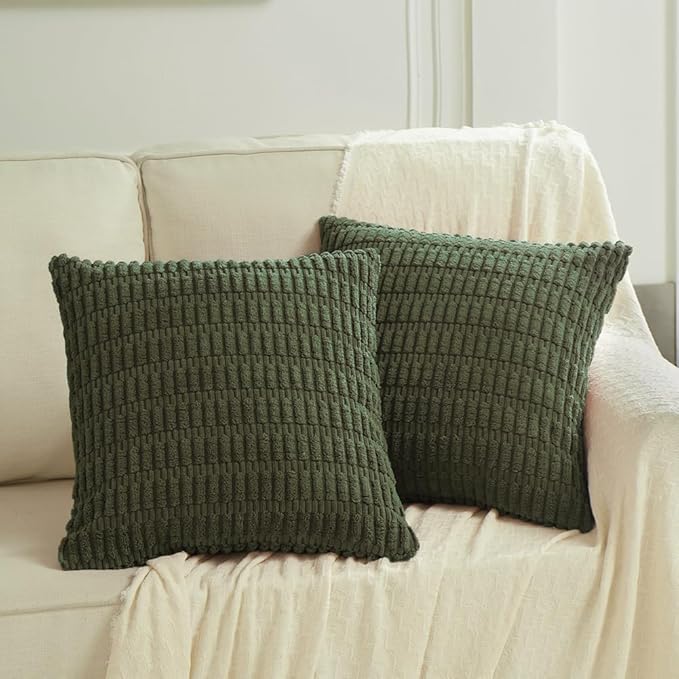 Fancy Homi 4 Packs Decorative Throw Pillow Covers for Living Room Couch Bed, Modern Farmhouse Boho Home Décor Accent Cushion Case, 16" x 16" (Pack of 4), Olive Green