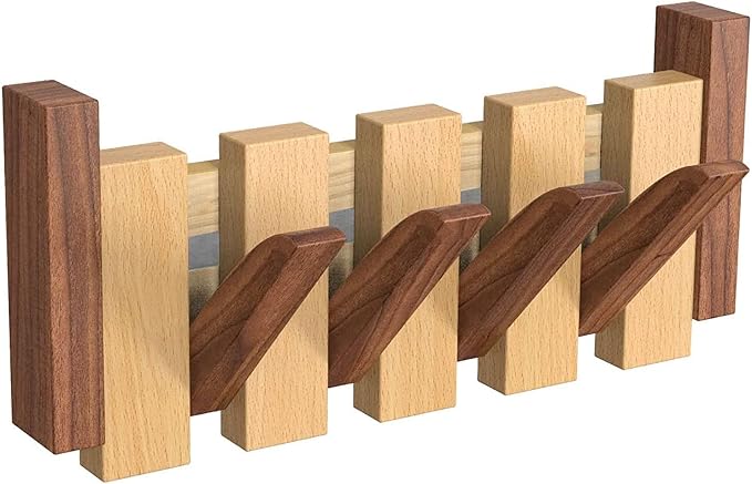 Coat Rack Wall Mount Wood, Coat Hooks Wall Mounted Wooden with 4 Flip-Down Hooks,Farmhouse Home Decor Living Room as Housewarming Gifts,Thank You Gifts,Birthday Gift for Women,Mother,Mom,Wife.