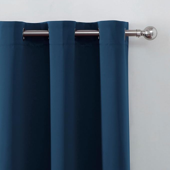 LEMOMO Blackout Curtains 52 x 90 Inch Long Navy Blue Curtains Set of 2 Panels Room Darkening Curtains for Bedroom and Living Room