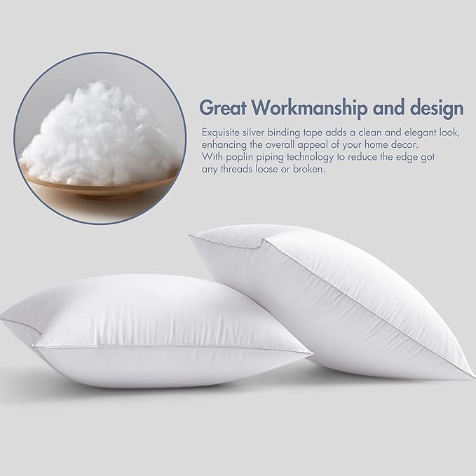 MIULEE 16x16 Pillow Inserts (Set of 2) -Decorative Throw Pillow with 100% Cotton Cover Square for Sofa Couch
