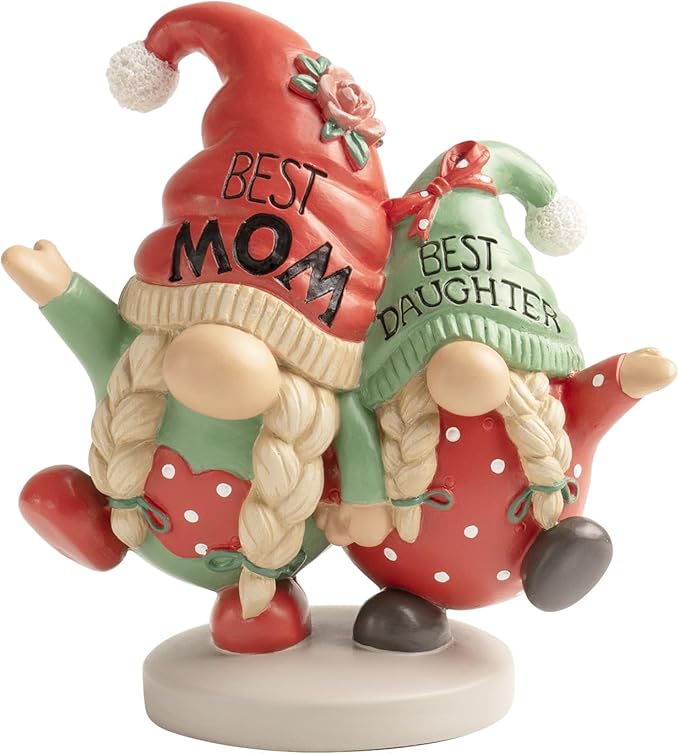 Mothers Day Gnome Figurines, Red Green Resin Best Mom Daughter Gnome Decor, Small Statue Birthday Gifts for Mom, Indoor Table Top Centerpieces Shelf Desk Tiered Tray Mantel Home Decorations