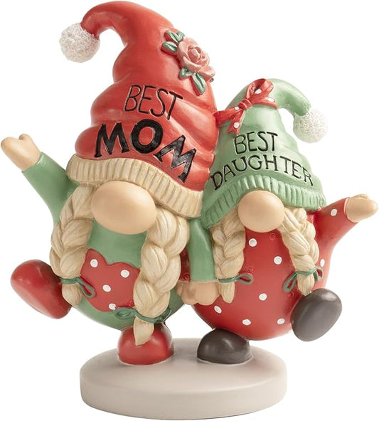 Mothers Day Gnome Figurines, Red Green Resin Best Mom Daughter Gnome Decor, Small Statue Birthday Gifts for Mom, Indoor Table Top Centerpieces Shelf Desk Tiered Tray Mantel Home Decorations