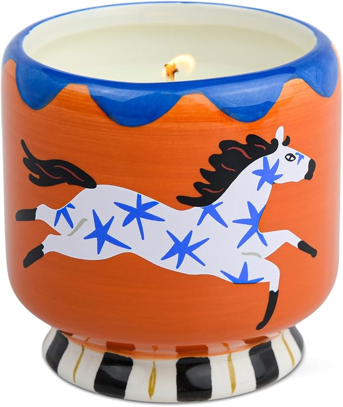 Paddywax Scented Candles Dopo Hand-Painted Ceramic Luxury Artisan Candle, 8-Ounce, Horse - Sienna Sunset