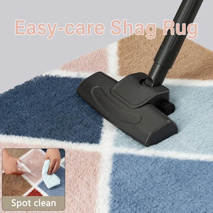 PureCozy 6x9 Checkered Rug for Living Room Rainbow Modern Soft Area Rug Fluffy Non-Slip Carpet for Bedroom Playroom Home Aesthetic Decor