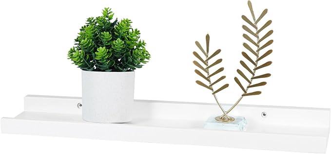 20-Inch White Solid Oak Wood Floating Shelf for Wall Decor | Premium 1-pack natural wood ledge for wall storage. Sturdy shelf for bedroom, living room and kitchen