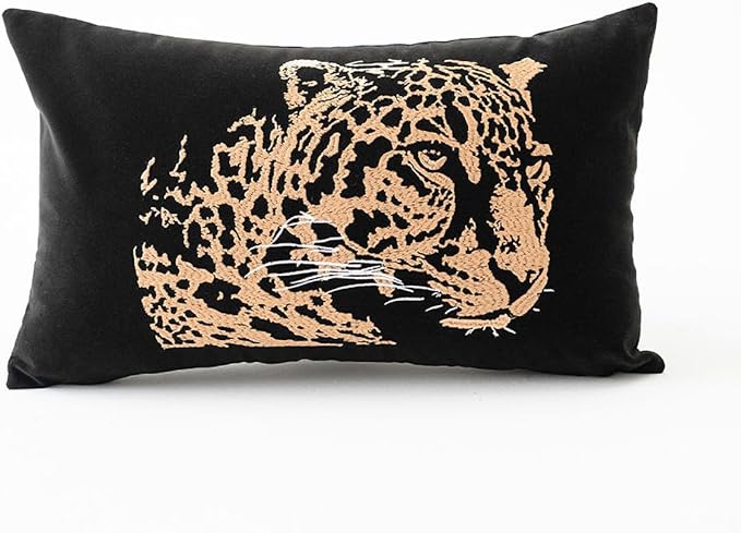 Croker Horse 12x20'' inches Throw Pillow Cushion Covers - Gold Embroidery Leopard Cheetah Luxury Modern Style Couch Sofa Pillow Cover for Living Room Bedroom