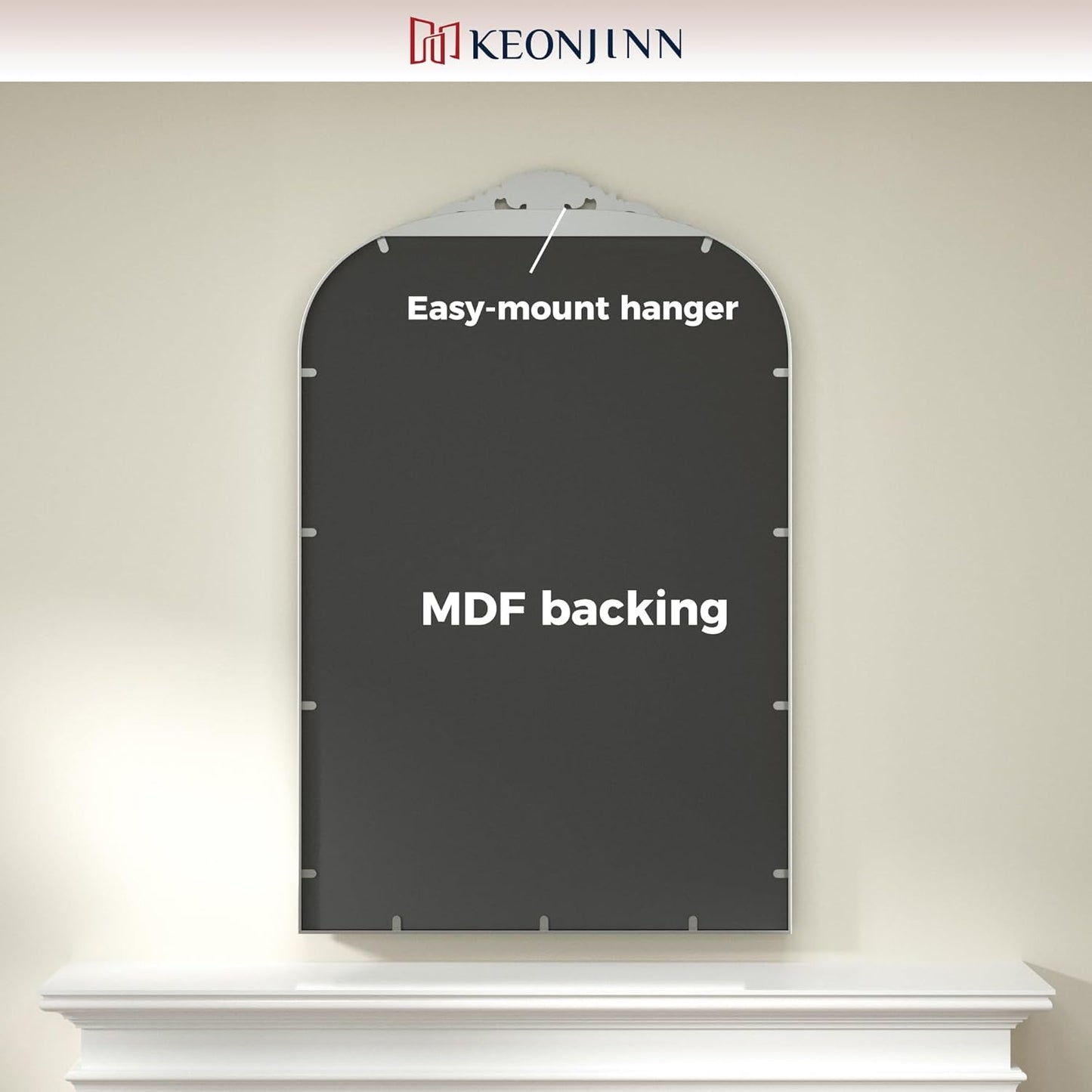 Keonjinn Vintage Mirror 30" x 36", Silver Antique Mirrors for Wall Decor, Arched Decorative Mirror for Mantle, Hallway, Living Room, Fireplace, Bedroom, Bathroom Mirror with French Cleat Mounting