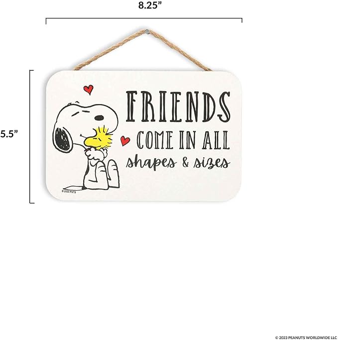 Peanuts Snoopy Friends Come In All Shapes and Sizes Hanging Wood Wall Decor - Adorable Snoopy Sign for Home or Classroom