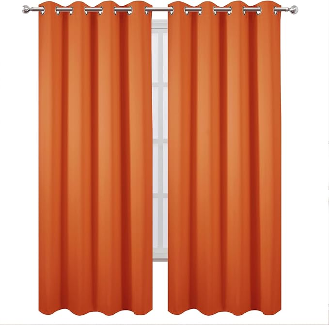 LEMOMO Blackout Curtains 52 x 120 Inch Long Orange Curtains Set of 2 Panels Room Darkening Curtains for Bedroom and Living Room