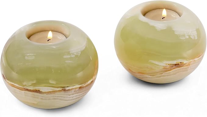 Marble Tealight Candle Holder 4 Inch Green Onyx Votive Candle Holders for Tables Centerpieces, & Home Decor, Decorative Candles Holders for Wedding Gifts
