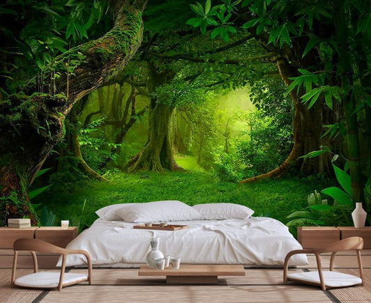 Ancient Large Trees Forest Wallpaper, Large Background Wall Mural, Decorating Bedroom, Living Room, Bath Room(Non-self-Adhesive)