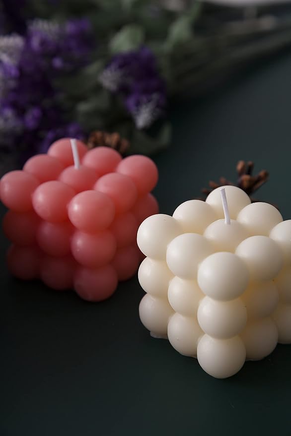 Bubble Candle - Cube Soy Wax Candles, Home Decor Candle, Scented Candle Set 1 Pieces, Home Use and Gifting (Pink) Christmas Gifts