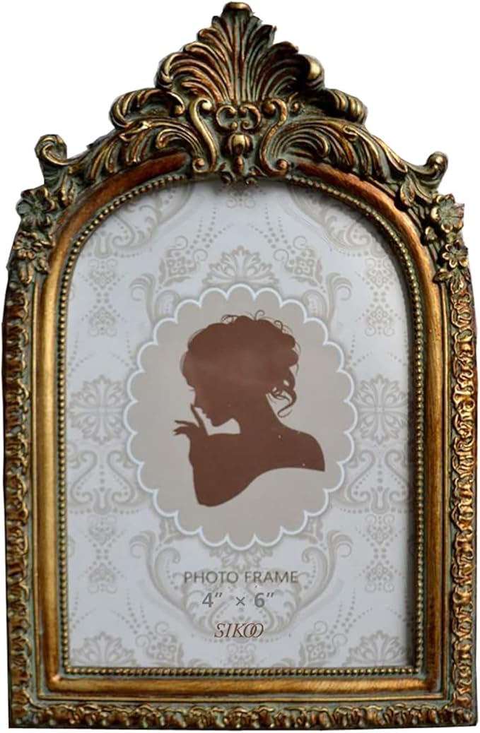 SIKOO Vintage 4x6 Picture Frame Antique OrnateTable Top and Wall Mounting Photo Frame with High Definition Glass Front for Home Decor, Photo Gallery, Art,Bronze Gold (4x6)