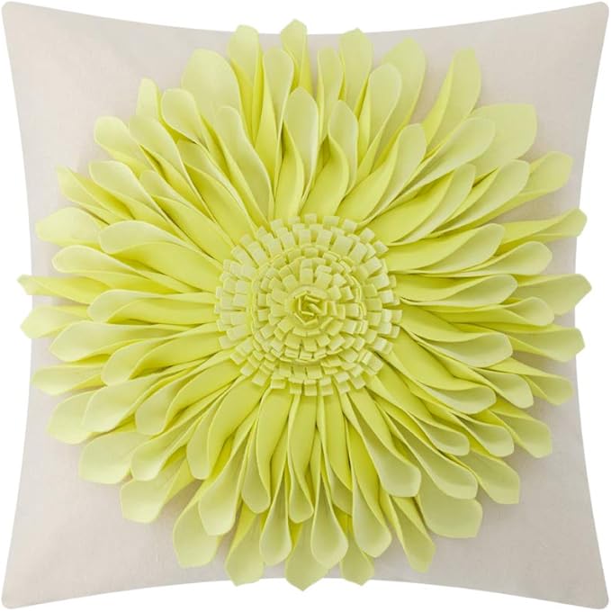 OiseauVoler Summer Throw Pillow Covers Decorative 3D Sunflowers Cushion Covers Handmade Pillowcases for Couch Bed Living Room Home Decor 18x18 Inches Lemon Yellow