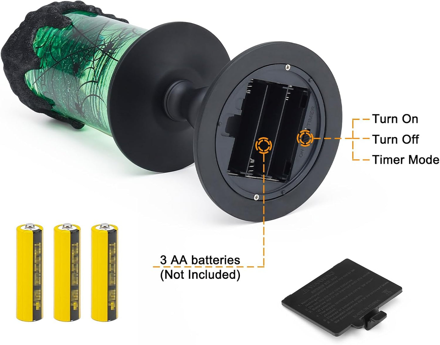 Halloween Snow Globe Candles Lighted Lamp, Lighted Flameless Candles with Water Glitter Swirls and Spooky Moving,Battery Operated