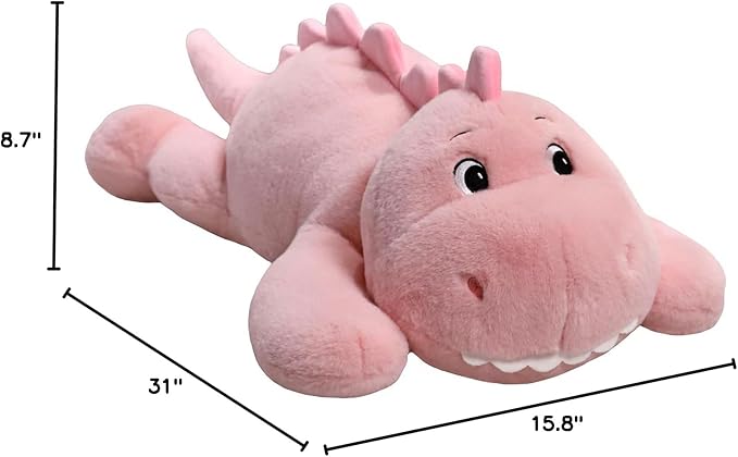 XMV 31 inch 5 lbs Dinosaur Weighted Stuffed Animals, Large Weighted Plush Animal, Cute Plush Toy Pillow, Soft Dino Plushie Gifts for Adults, Kids, Boys and Girls (Pink)