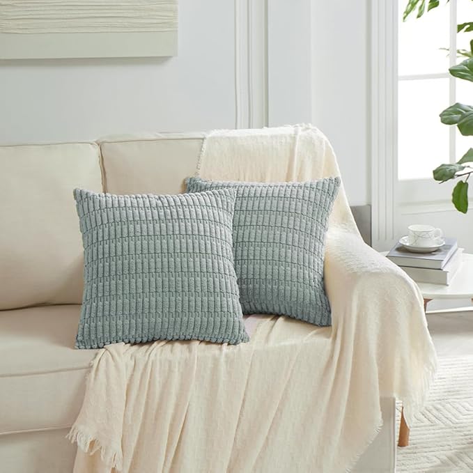 Fancy Homi 4 Packs Decorative Throw Pillow Covers for Living Room Couch Bed, Modern Farmhouse Boho Home Décor Accent Cushion Case, 14" x 14" (Pack of 4), Grey Blue