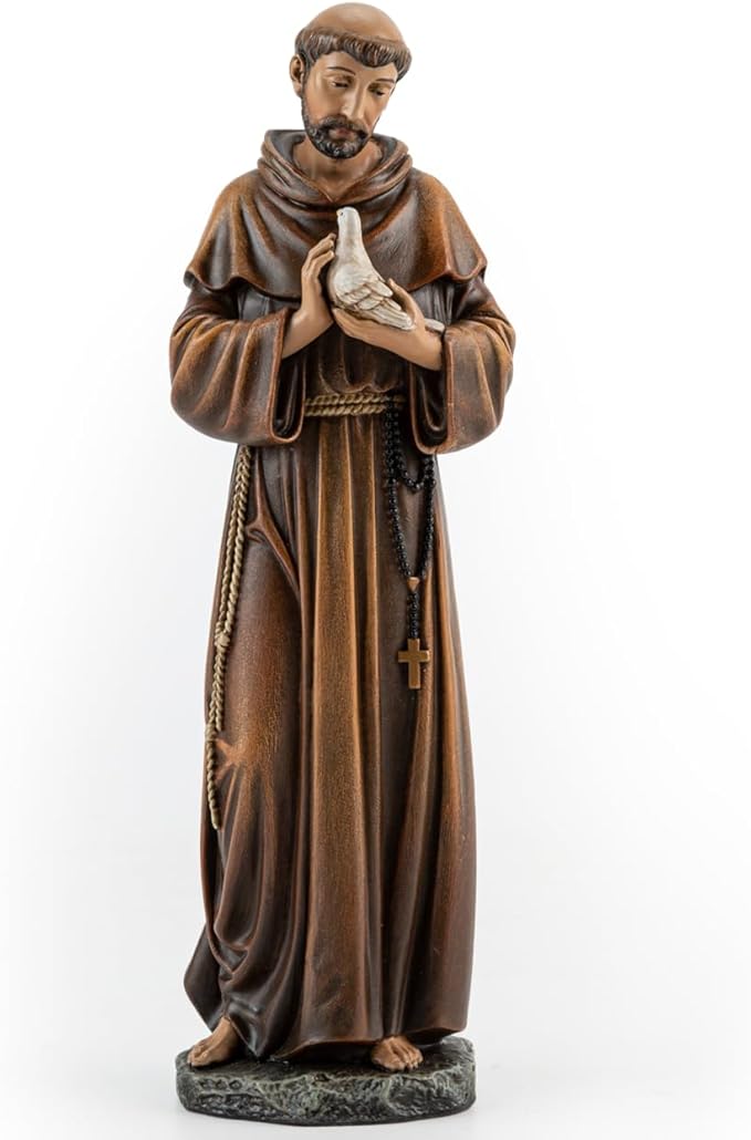 BC Catholic Saint Francis Statue, 6" H St Francis Patron Saint of Nature, Inspirational Garden Figure,Religious Gift, Devotional Home Décor,Renaissance Sculpture Handmade by Buildclassic