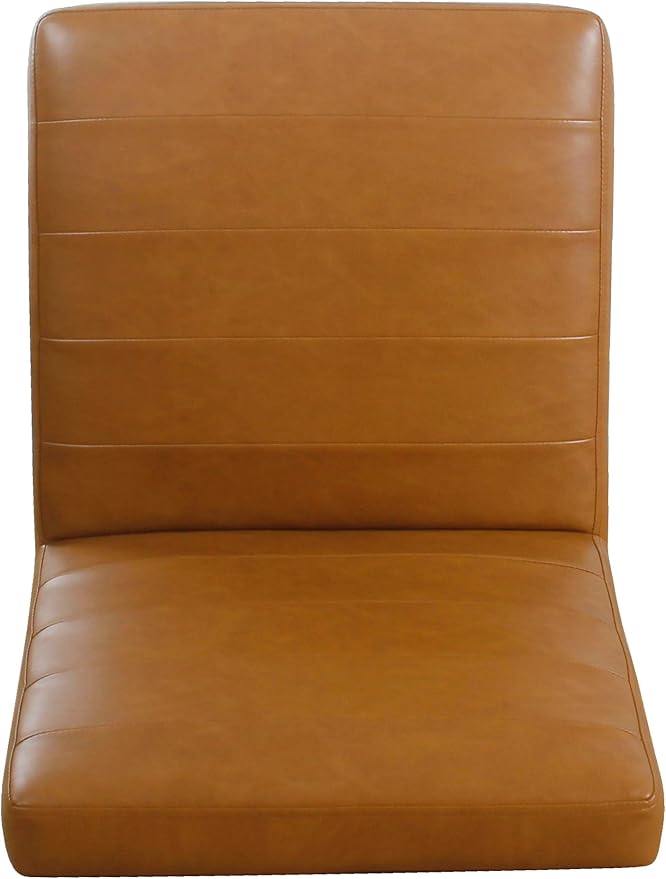 HomePop Channeled Metal Dining Chair | HomePop Home Décor | Single Pack - Caramel Brown Faux Leather
