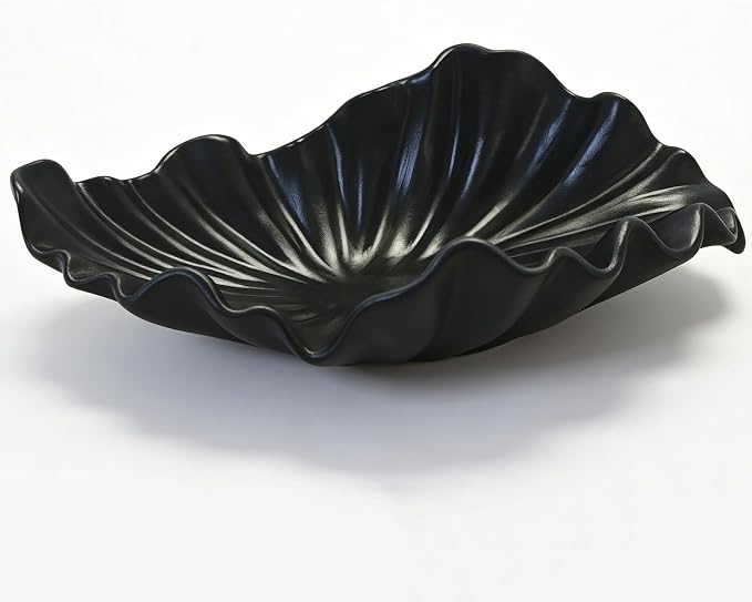 Black Large Decorative Bowl - 16” Fruit/Key/Purse Bowl for Home | Black decor bowl, home decor accent, large fruit bowl for kitchen, decorative bowls for home deocr, 16 inch decor
