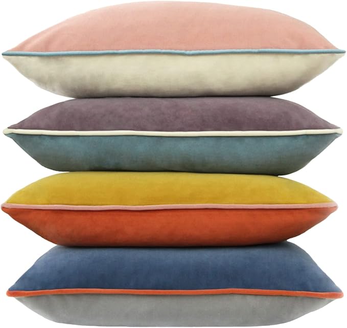 Btyrle Velvet Throw Pillow Covers 22x22 Inch Set of 4 Decorative Velour Pillowcases Double-Colored Cushion Covers for Sofa Couch,Warm-Edge