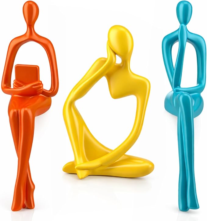 AceOrbit 3 Pcs Thinker Statues Mid Century Modern Decoration Thinker Sculptures Abstract Art Ornament Modern Aesthetic Figurine Decor Suitable for Home Bedroom Office Shelf Table Desk Bookshelf Decor