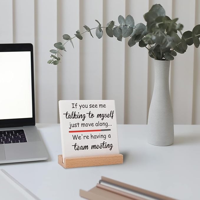 Funny Office Decor Sings White Elephant Gag Gifts for Coworker Valentines Day Teammate Employee, Office Fun Gifts for Coworker Birthday, Humorous Funny Office Saying Decorations-Talking To Myself