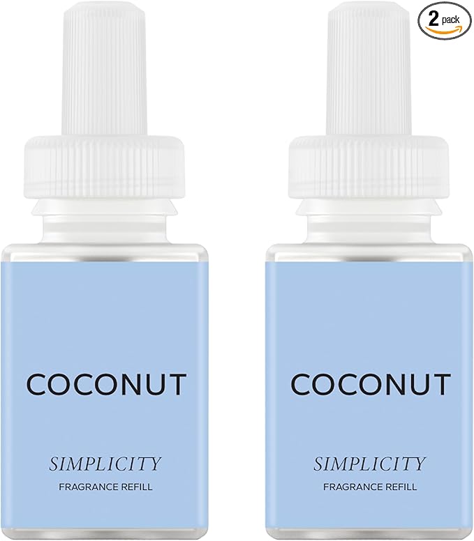 Pura & Simplicity Home Scent Refill - Smart Air Diffuser - Long-Lasting Luxury Fragrance per Refill - Home Essential - Clean & Safe Diffuser Fragrance - 2 Pack, Coconut
