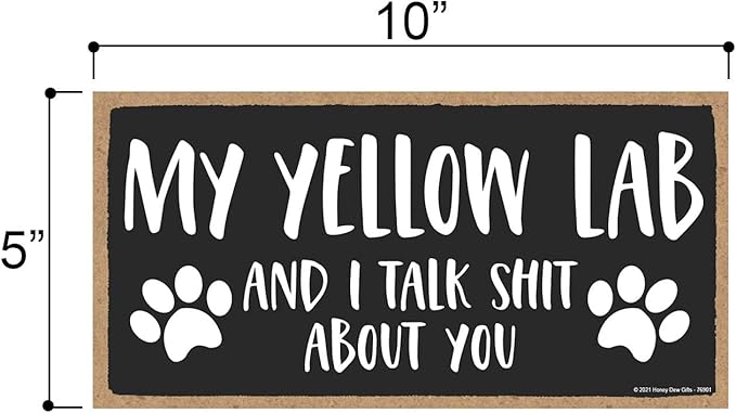 Honey Dew Gifts, My Yellow Lab and I Talk Shit About You, Funny Dog Wall Hanging Decor, Decorative Wood Signs for Pet Lovers, Yellow Labrador Home Sign, Wall Art, 10 Inch by 5 Inch, 76901
