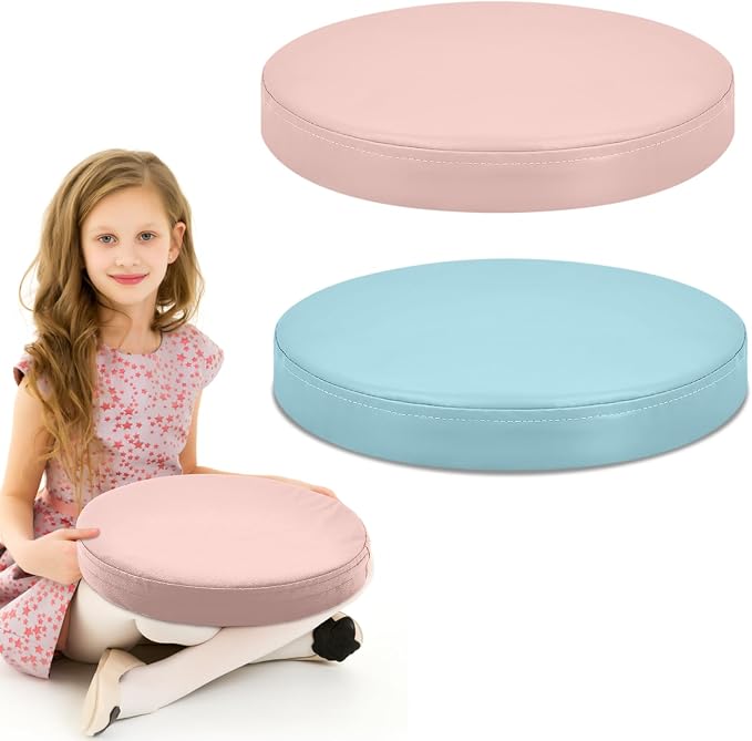 Juexica 2 Pcs Extra Thick Flexible Seating Floor Cushions Assorted Colored Pillow Floor Cushions for Classroom Soft Flexible Seating for Learning Sitting Office School Chair (Blue and Pink,Round)