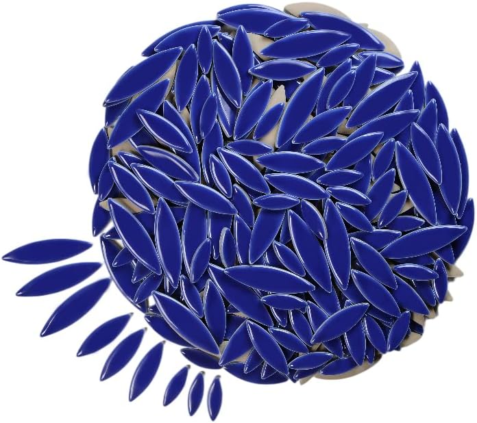 VerzTile Mosaic Tiles for Crafts - Petal Shaped Ceramic Tile Craft Hobbies & Art Projects 39 Color Options Endless Creativity DIY Design (Dark Blue)