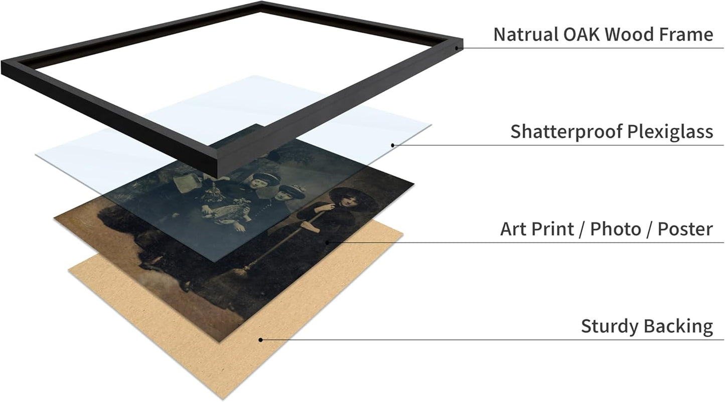 Poster Master Vintage Photograph Poster - Retro Halloween Print - Gift for Artist, Friend - Four Witches Wearing Robes, Sabbath, Coven, Sorcery - Wall Decor for Home, Office, 16x20 Black Framed