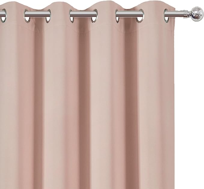 LEMOMO Blush Blackout Curtains 66 x 63 Inch Length/Set of 2 Curtain Panels/Thermal Insulated Room Darkening Blackout Curtains for Bedroom