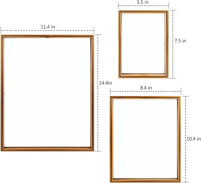 Golden State Art, 7 Pack Floating Frames for One 11x14, Two 8x10, and Four 5x7 Pictures. Aluminum Photos Frame for Wall Display (Bronze)