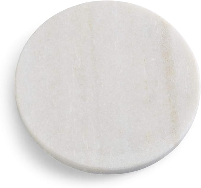 Coaster Set, Premium Marble Coasters, Double-Polished Multi-Functional Drink Coasters, 100% Natural Marble Stone (6, White Marble - Round)