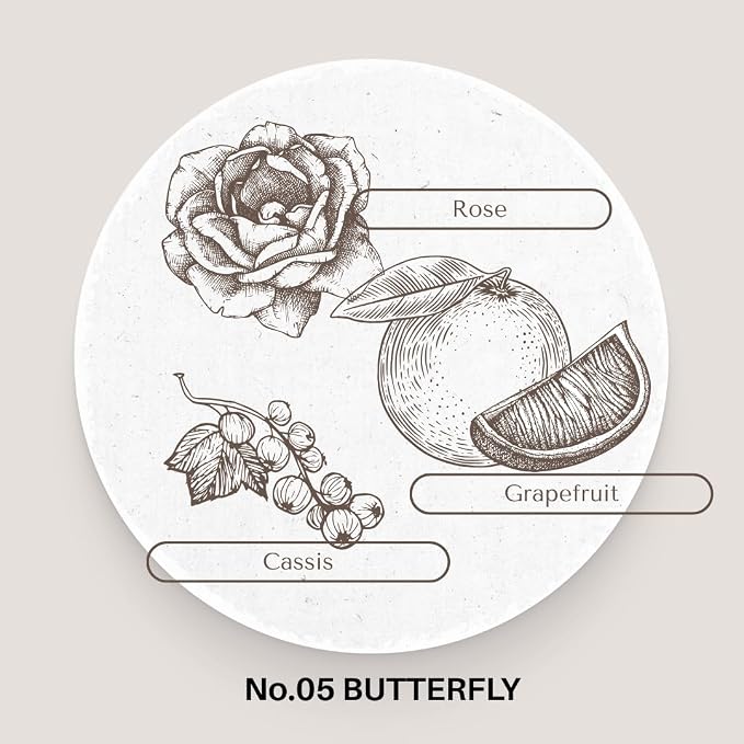 MODERATO Los Angeles No.05 Butterfly – Luxury Rose Scented Coconut Wax Candle, Floral & Fruity, Cassis, Bergamot, Grapefruit, Crystal Clear Glass Vessel, 50 Hour Burn, Candle Gift, Made in USA 8.5oz