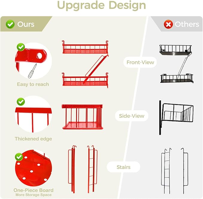 SweetSage Fire Escape Wall Shelf Red - New York Wall Art Decorative Figure Display Floating Shelves Metal Racks for Living Room, Home Office Storage (3-Tier)