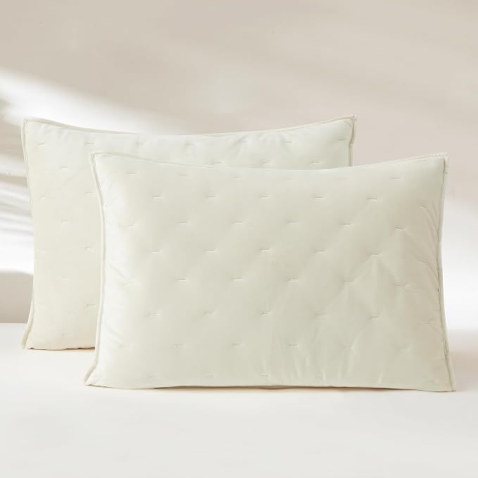 Lush Decor - Quilt Set, 3-Piece Cozy Velvet Bedding with Matching Shams, Embroidered Stitch Design (Haven Cream, King/California King)