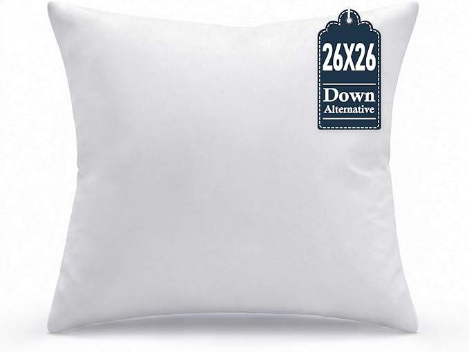 puredown® 26x26 Throw Pillow Inserts, Pack of 1, Indoor Decorative Down Alternative Throw Pillows for Couch, Sofa & Bed – Supportive & Fluffy