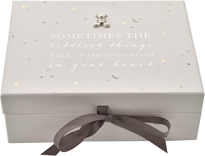 Happy Homewares Beautiful Bambino Baby White Keepsake Box with Drawers - Sometimes The Littlest Things - Perfect for Storing Baby's First Tooth or Curl